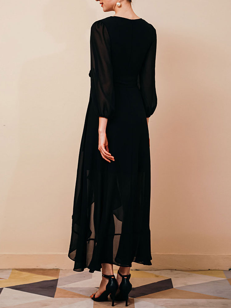 Elegantes Wickelkleid | V-Ausschnitt | Asymmetrischer Saum