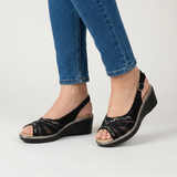 Bianka | Stilvolle Damen-Sandalen mit Slingback-Riemen in Schwarz