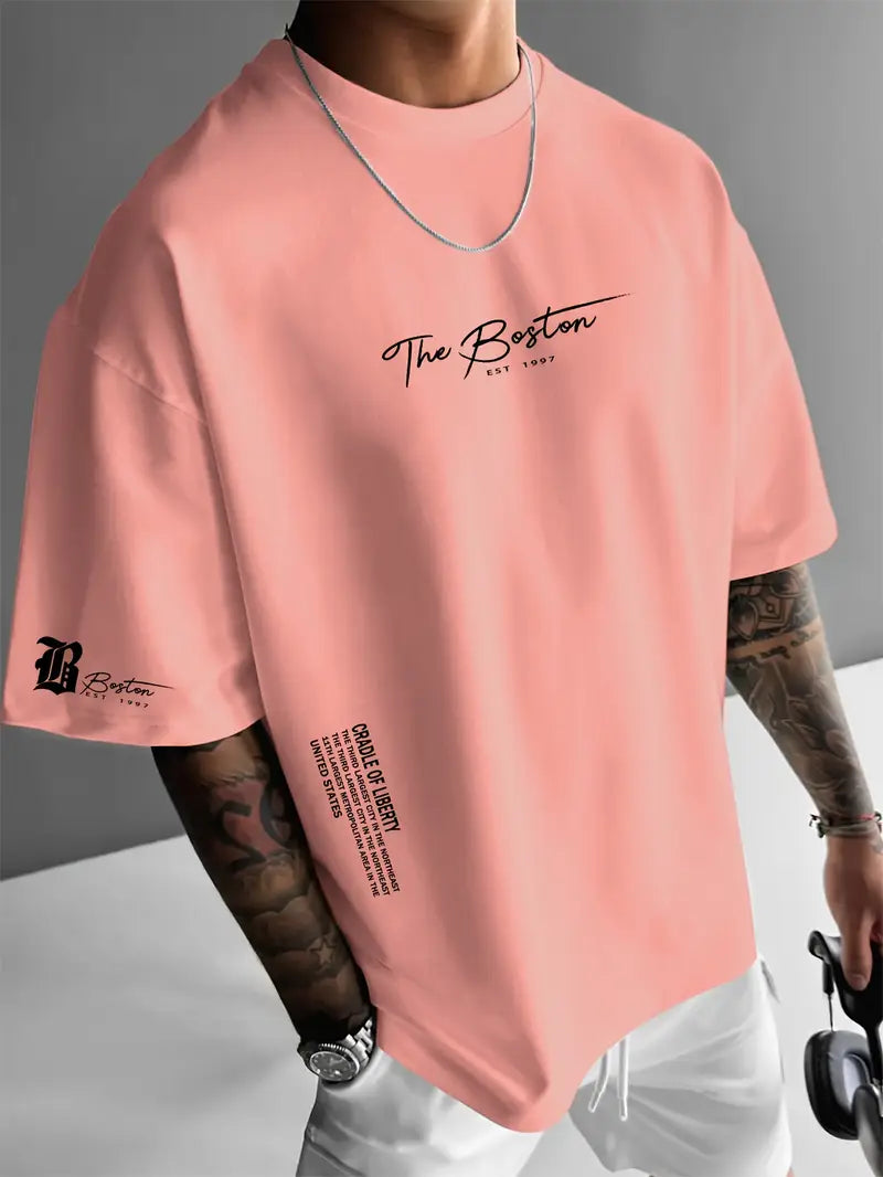 Ralph - Lässiges lockeres Kurzarm-T-Shirt für Herren mit Buchstabendruck