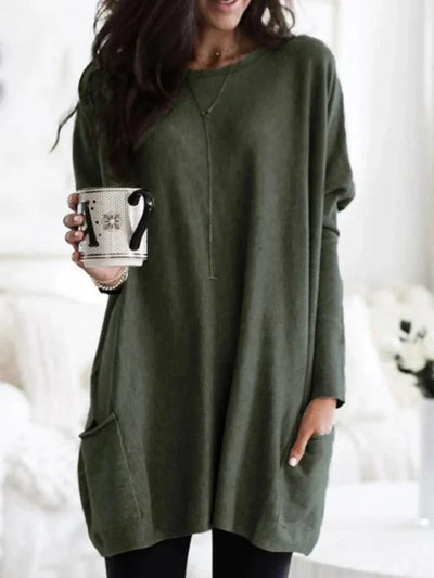 Meredith - Lässiger Langarm-Longpullover