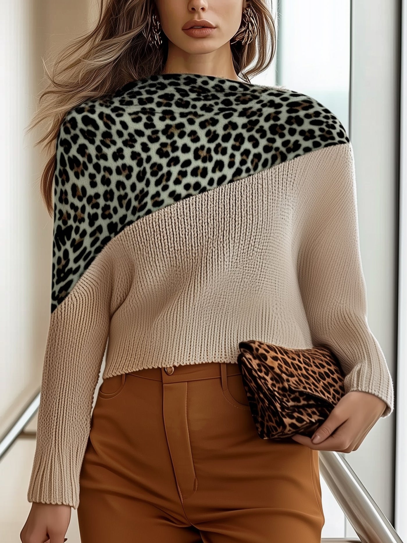 Leopardenmuster Strickpullover | Stylischer Akzent | Müheloser Chic