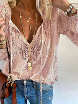 Exklusive Damenbluse mit Spitze - Elodie in Rosa