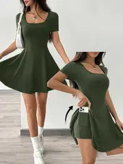 Esther -  Braunes gestricktes kurzes Freizeitkleid