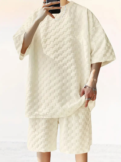 Theron -  Lässiges 2-teiliges T-Shirt-Shorts-Set mit O-Ausschnitt