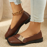 Damen Quadratische Slip-On Loafer Flats – Modische Freizeitschuhe in Braun