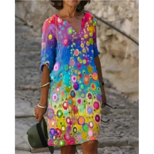 Pepijn | Mini Kleid mit Blumendesign und V-Ausschnitt für Damen