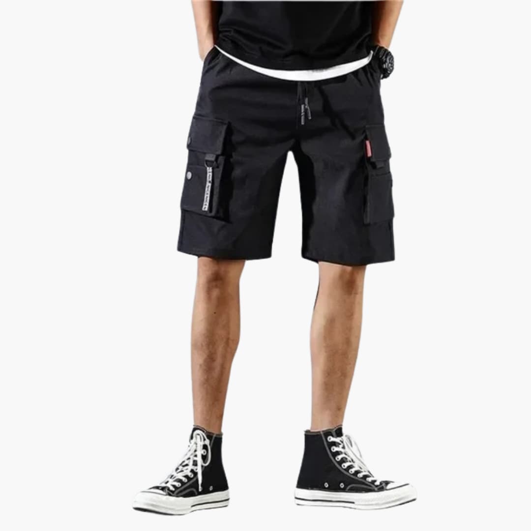 Herren Sommer Cargo Shorts mit Gummibund und Klappentaschen
