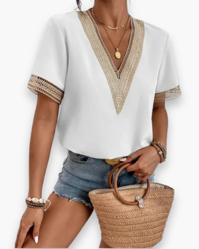 Damen Elegantes V-Ausschnitt Oberteil | Zeitlos