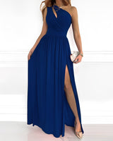 Jasmin - Stilvolles Maxikleid mit einem Träger für Damen in Blau