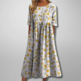 Gail – Florales Damen Maxikleid in Gelb
