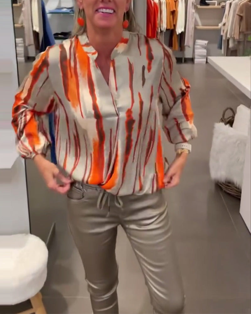 Heidi-Mode | Langarmbluse mit Gestreiftem Druck