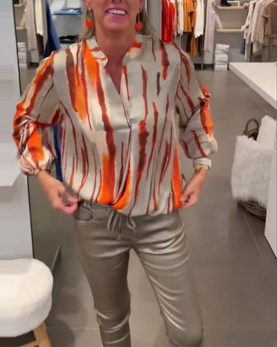 Heidi-Mode | Langarmbluse mit Gestreiftem Druck