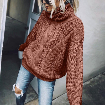 Kabelstrick-Pullover mit Rollkragen | Übergroße Passform | Gemütlicher Winterstil