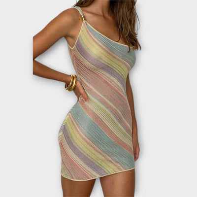 Kira - Trendy Ein-Schulter Strick Mini Kleid