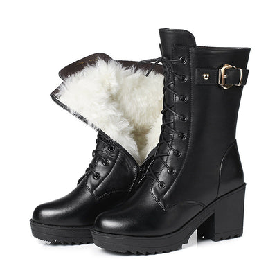 Annelie - Schwarze Winterstiefel Aus Leder