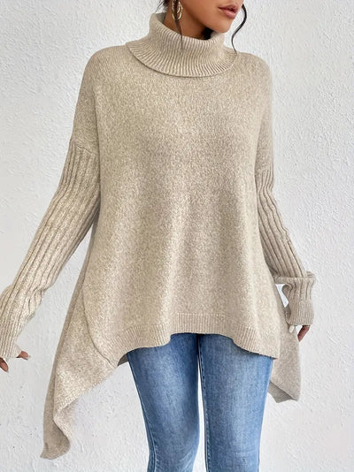 Dreivona™ | Stylischer Rollkragenpullover mit nach unten abfallendem Saum