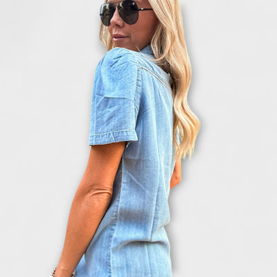 Autumn - Blaue Booker Western Hemd mit Knopfleiste