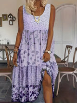 Nancy - Stilvolles Boho-Midikleid in Lila