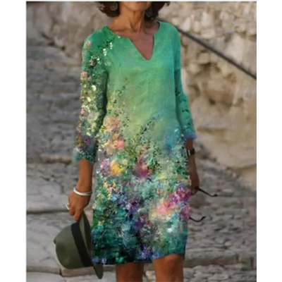 Pepijn | Mini Kleid mit Blumendesign und V-Ausschnitt für Damen