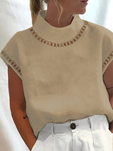 Nannie - Stilvolles Top mit Ausschnitt für Damen in Khaki