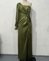 Helena - Elegantes One-Shoulder-Kleid mit Schlitz für Damen in Grün