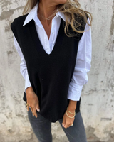 Emma | Elegant und Klassisch Damen Strickweste für Jeden Anlass in Schwarz