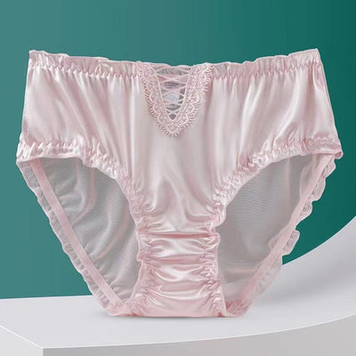 SilkBliss™ | Lace Lingerie Ladies Satin Ice Seamless Panties