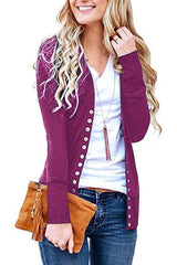 Damen nan Feinstrick-Cardigan mit dekorativen Metallknöpfen und schmaler Silhouette Drune in Violett