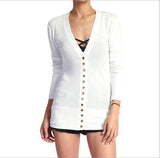 Damen nan Feinstrick-Cardigan mit dekorativen Metallknöpfen und schmaler Silhouette Drune in Cremeweiß