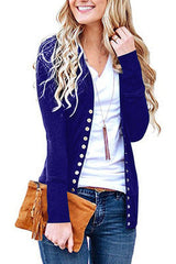 Damen nan Feinstrick-Cardigan mit dekorativen Metallknöpfen und schmaler Silhouette Drune in Dunkles Saphirblau