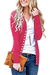 Damen nan Feinstrick-Cardigan mit dekorativen Metallknöpfen und schmaler Silhouette Drune in Rosa