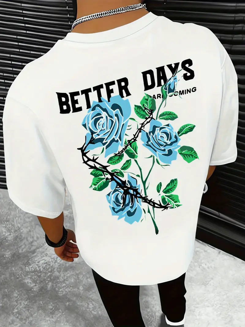 Robert - Baumwoll-T-Shirt mit floralem Grafik-Print für Herren