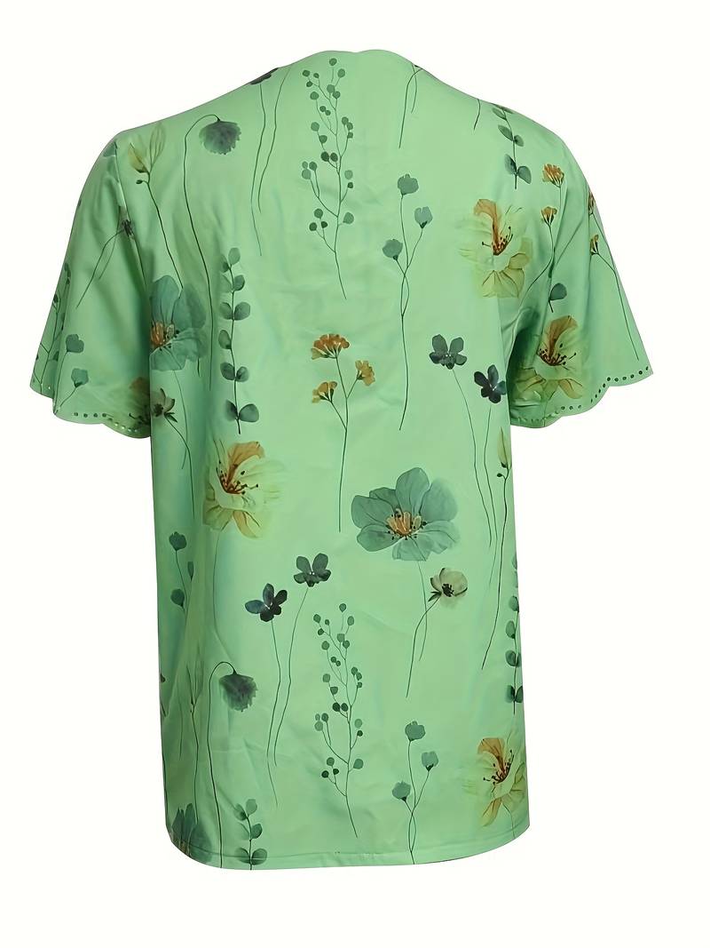 Karina - Blumendruck Bluse Frühlingshafte Eleganz