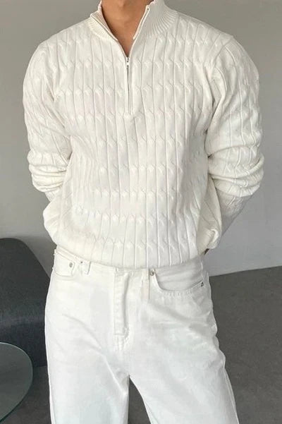 Luca - Gestrickter Pullover mit halbem Reißverschluss