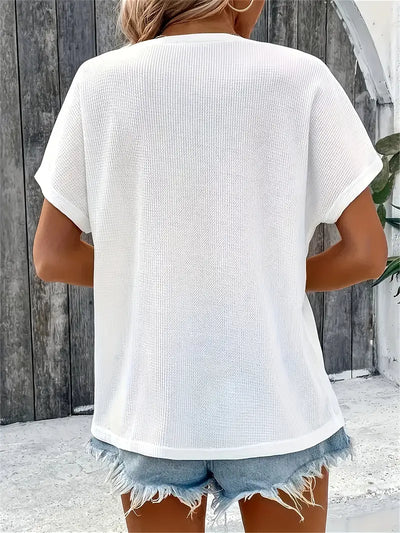 Marylou - Lässiges Rundhals Oberteil Mit Kurzen Ärmeln