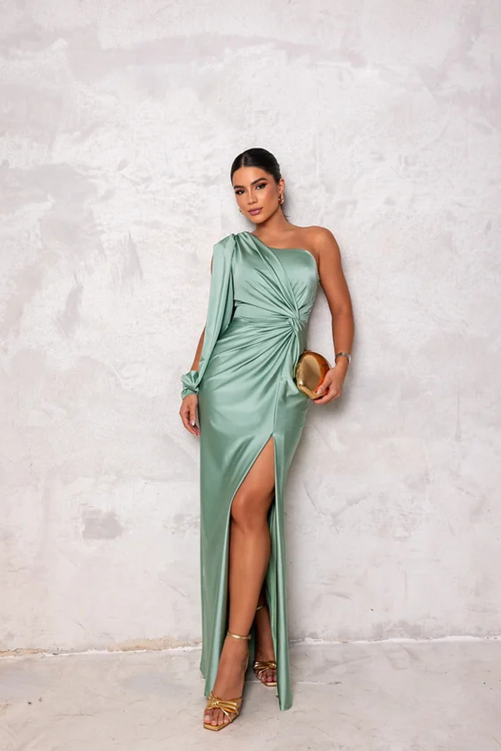 Satin-Ein-Schulter-Abendkleid | Elegant und Glamourös | Figurbetonter Schnitt
