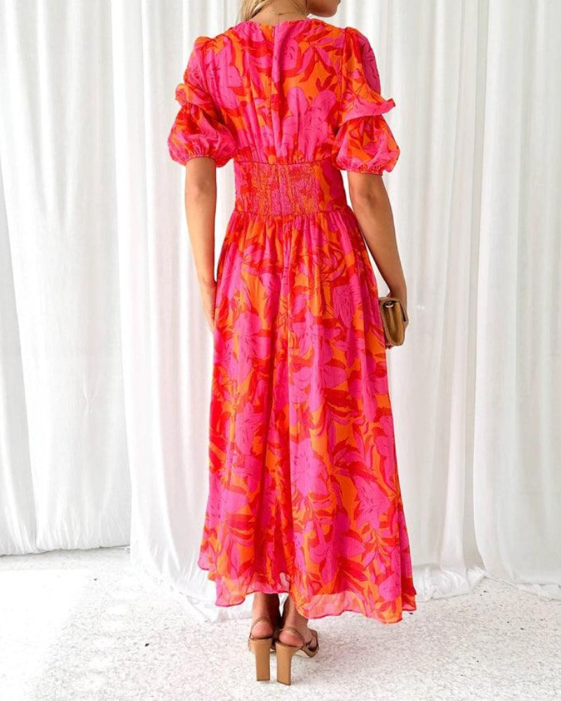 Derana - Rot-rosa Maxikleid