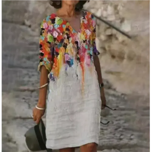 Pepijn | Mini Kleid mit Blumendesign und V-Ausschnitt für Damen