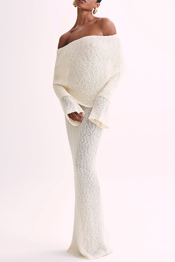 Off-Shoulder-Strickkleid | Eleganz und Komfort | Dezente Textur