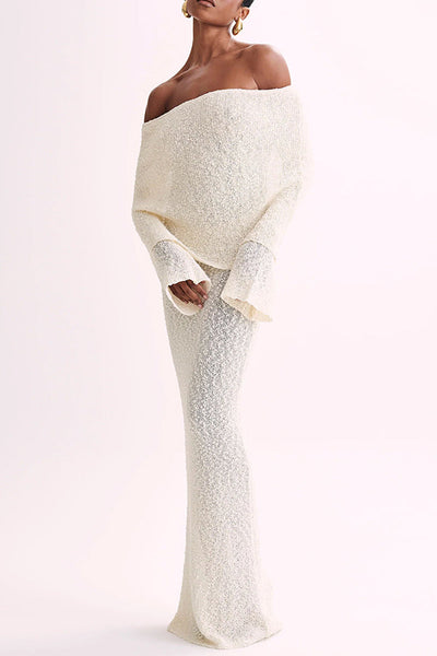 Off-Shoulder-Strickkleid | Eleganz und Komfort | Dezente Textur