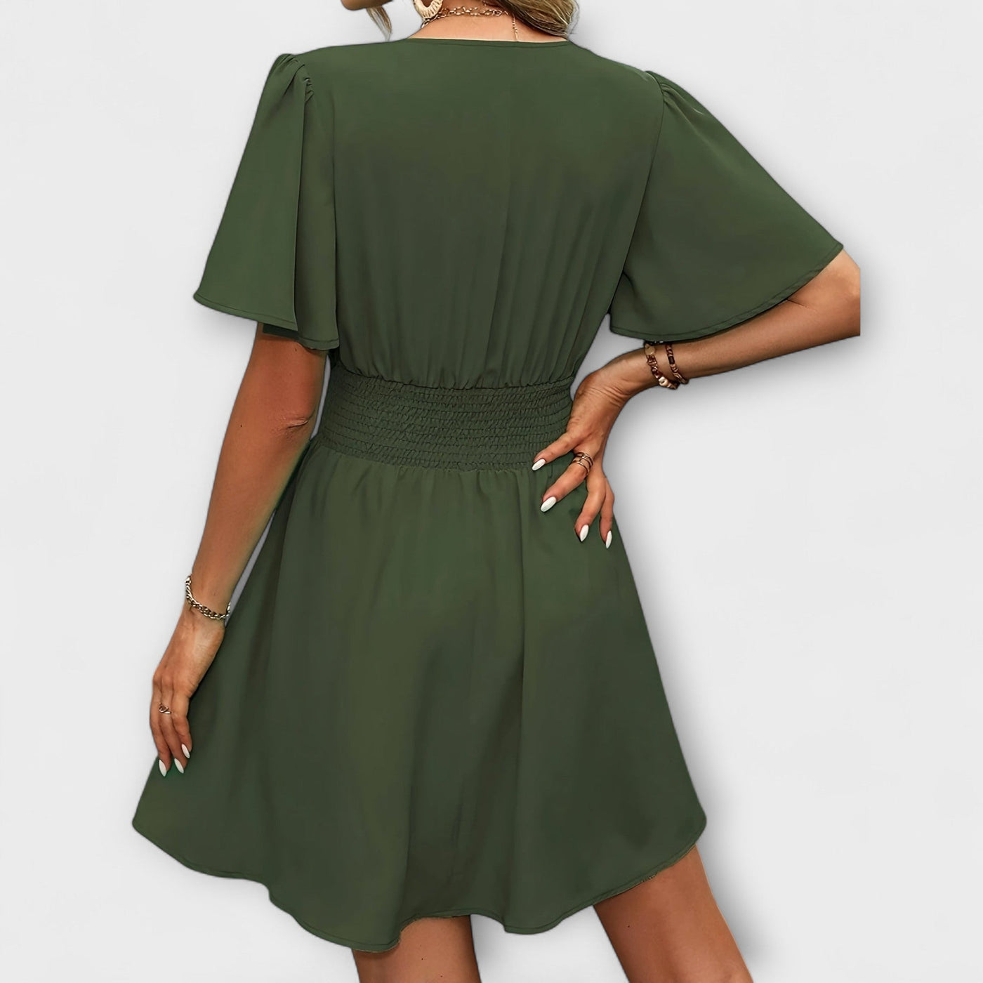 Winslet - Kleid mit geraffter Taille und V-Ausschnitt