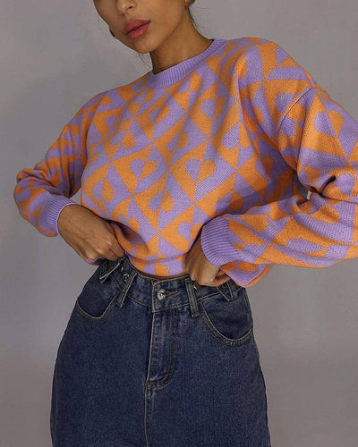 Grafisches Herzmuster für charmante Outfits | Feminin und verspielt | Bequemes Strickmaterial