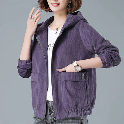 50 % Rabatt | Brianna™ | Damen-Kapuzenjacke mit Reißverschluss aus Cord mit großen Taschen