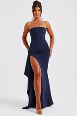 Abendkleid Mit Hohem Schlitz - Anna in Dunkelblau