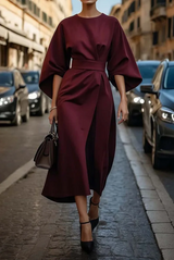 Abendkleid Mit Taillengürtel - Angela in Weinrot