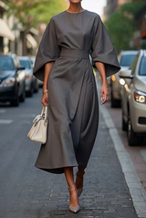 Abendkleid Mit Taillengürtel - Angela in Grau