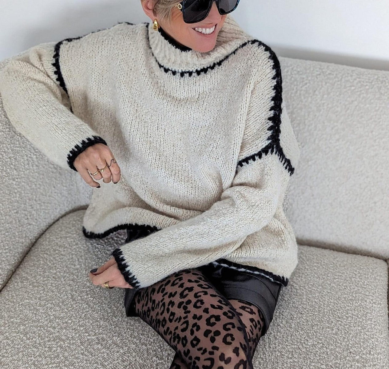 Kuscheliger Strickpullover | Kontrastdetails & Rollkragen | Stilvoller Komfort