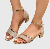 Alison | Bequeme Sandalen Damen mit Verstellbarem Verschluss in Gold