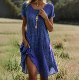 Anke | Damen Boho Sommerkleid Leicht und Luftig in Blau
