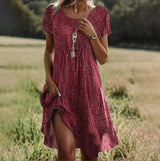 Anke | Damen Boho Sommerkleid Leicht und Luftig in Rot